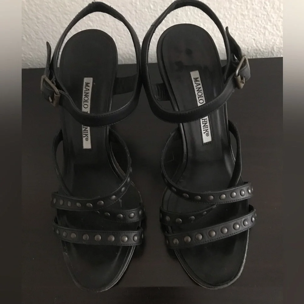 MANOLO BLAHNIK Black  High Heel Sandals SZ 35.5